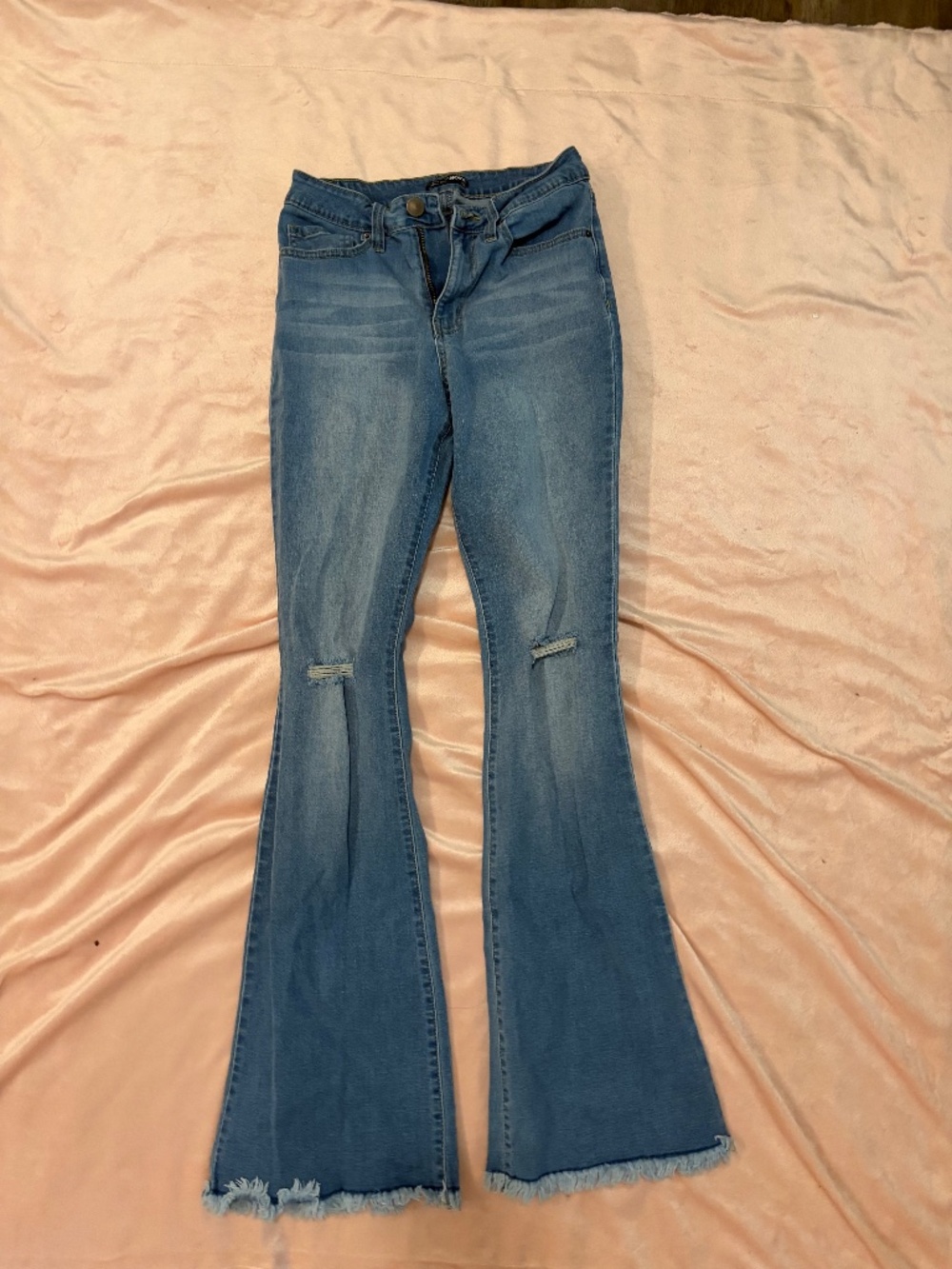 Nova Distressed Wide Leg Bell Bottom Jeans